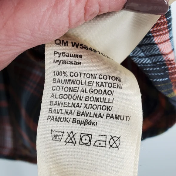 Wrangler Slim Fit Button Front Shirt Flannel Mens Large Plaid Long Sleeve - Picture 5 of 6